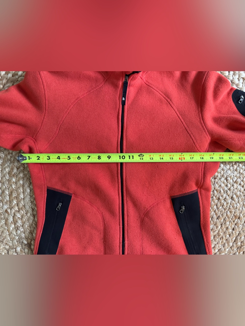 The North Face Women's Orange Fleece Utility Jacket with Black Trim - Picture 5 of 6